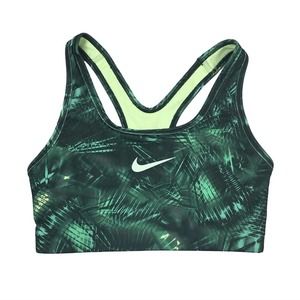 NIKE Woman's Pro Classic Swoosh Notebook Training Sports Bra Green Size Medium